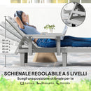 Sdraio da Giardino Regolabile 79x158x88 cm con Tavolino e Braccioli in Polipropilene Grigio Chiaro      