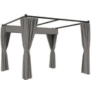 Pergola da Giardino 300x300x227 cm con Tetto Retrattile e Tende in Metallo e Poliestere Grigio Chiaro      