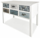 Consolle 6 Cassetti 90x38x78,5 cm in Legno Soriani Bianco Anticato