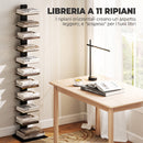 Libreria Moderna a 11 Ripiani Salvaspazio 34,5x41,5x163,5 cm in Truciolato e Acciaio Marrone Rustico      