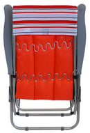 Sedia Sdraio da Giardino 77x58x106 cm Reclinabile 5 Posizioni con Cuscino Rigato Rosso