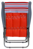 Sedia Sdraio da Giardino 77x58x106 cm Reclinabile 5 Posizioni con Cuscino Rigato Rosso