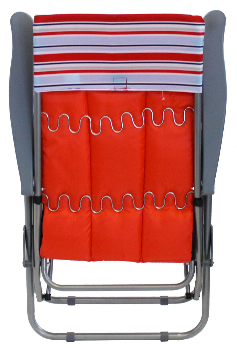 Sedia Sdraio da Giardino 77x58x106 cm Reclinabile 5 Posizioni con Cuscino Rigato Rosso