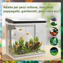 Acquario 28L a Illuminazione LED 38x26x38 cm con Fori di Ventilazione e Pompa in Vetro e ABS Bianco  