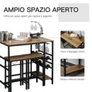 Set Tavolo e 2 Sgabelli Alti con Portabottiglie e Portabicchieri  Nero e Marrone