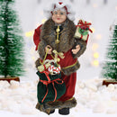 Statuina Mamma Natale Addobbo Statuetta 65 cm Vestiti Tessuto e Sacco Natalizio