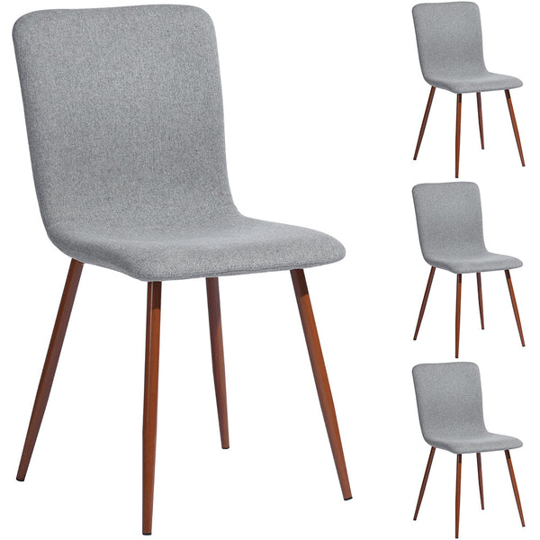 Set 4 Sedie per Sala da Pranzo Grigio con Gambe Effetto Legno Seduta Ergonomica online