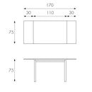 Tavolo Allungabile 110/170x75x75 cm in Metallo con Top in Vetro Cappuccino