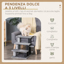 Scaletta per Gatti a 3 Gradini 45x40x48 cm in Flanella Grigio  