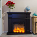 Camino Elettrico da Pavimento 114x102,3x28,2 cm Effetto Fiamma 1500W Sined Caldera Nero