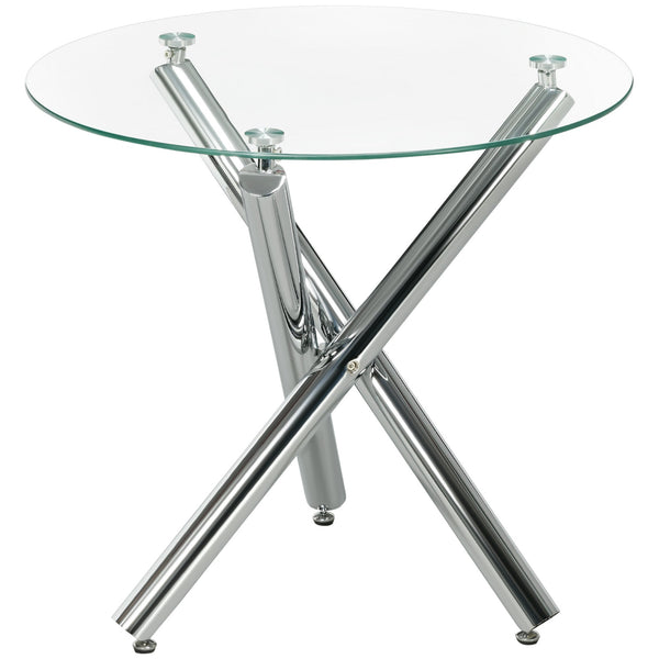 Tavolino Ø80x74 cm con Piano in vetro Gambe in Acciaio sconto