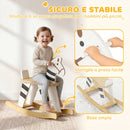 Cavallo a Dondolo per Bambini 1,5-3 Anni 68x26x53 cm con Base Larga in Legno MDF e Multistrato Multicolore      