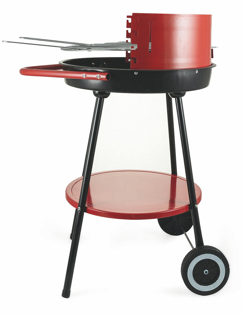 Barbecue a Carbone Carbonella Tondo Ø50 cm con Ruote Soriani Sun-day Rosso