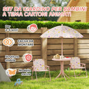 Set da Giardino per Bambini 2-5 Anni con Tavolino 2 Sedie e un Ombrellone Rosa    