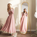 Specchio a Figura Intera da Terra 50x4x180 cm con Supporto Pieghevole in Vetro e Metallo Oro      