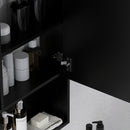 Armadietto con Specchio da Bagno con Mensole a Giorno 60x15x76cm Nero  