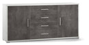 Madia 2 Ante 4 Cassetti 174x84x41 cm Ossido Bianco/Ossido Nero