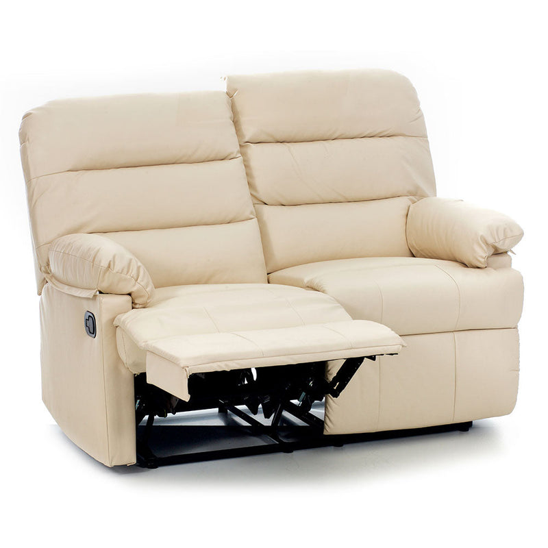 Divano 2 Posti Reclinabile Manuale in Similpelle Mara Crema
