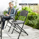 Set Tavolo Regolabile 118x60x74 cm e 4 Sedie da Giardino Pieghevoli in HDPE Effetto Legno Grigio Scuro      