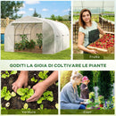 Serra a Tunnel da Giardino con 6 Finestre e Porta a Rullo 3,5x3x2 m in Acciaio e PE Bianco 
