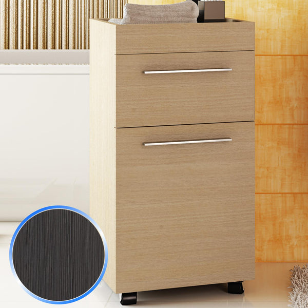 Mobile da Bagno in Legno Rovere Spazzolato 40X80cm con Rotelle Fosterberg Porto 6 online