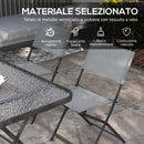 Set 5 Pezzi Tavolo e Sedie da Giardino con 4 Sedie Pieghevoli in Textilene Traspirante Grigio      