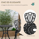 Set 3 Pezzi da Giardino con 2 Sedie e Tavolino in Vetro con Foro per Ombrellone in Alluminio Nero      
