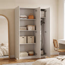 Armadio Guardaroba 109x37x180 cm con Ripiani Regolabili e Ante Soft Close in MDF e Lega di Alluminio Bianco      