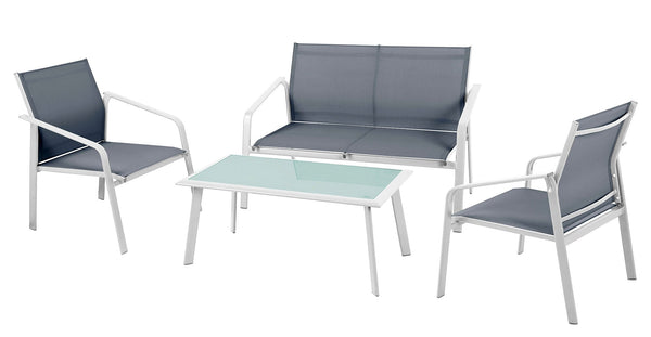 acquista Set da Giardino in Ferro e Textilene Vorghini Bergeggi Bianco e Grigio