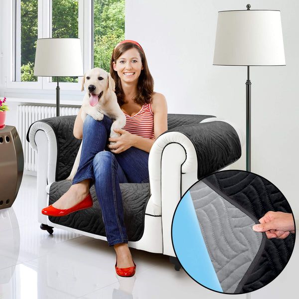 acquista Copridivano Trapuntato Universale 1 Posto Double Face Starlyf Sofa Cover Nero e Grigio