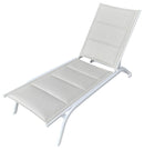 Lettino Prendisole da Giardino 192x71x92,5 cm in Alluminio e Textilene Imbottito Bianco e Grigio Chiaro