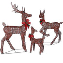 Set 3 Renne Natalizie Luminose 120-90-64 cm 600 LED da Esterno in Metallo e Corda Intrecciata Bianco Caldo      