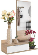 Mobile da Ingresso Dahlia 116x81x29 cm con Cassetto e Specchio in Stile Moderno Rovere