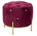 Puff Diamond Glam Bordeaux Ø45x40 cm in Ferro e MDF e Spugna e Poliestere Bordeaux e Oro