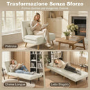 Poltrona Letto Singola 3 in 1 72x75x85 cm Reclinabile su 5 Livelli con Cuscino e Seduta Imbottita in Tessuto Effetto Lino Crema      
