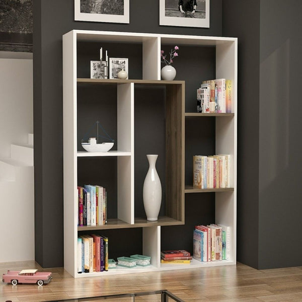 prezzo Libreria 100x136h cm Liam bianca dettaglio geometrico noce