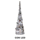 Mini Albero di Natale innevato con Micro con Led in Legno bianco cm 26x19xh74