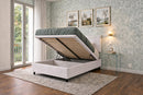 Letto 1 Piazza e Mezza Contenitore Imbottito Similpelle Bianco Boxmax Testata Square Varie Misure