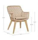 Set 2 Sedie 46x46x82h cm con Braccioli e Cuscini Madison Naturale