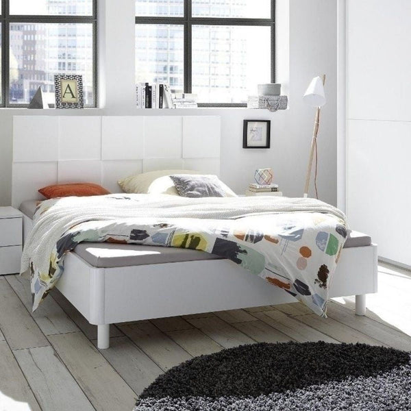 Letto Matrimoniale 183x211x116 cm in legno Ottica bianco laccato opaco sconto