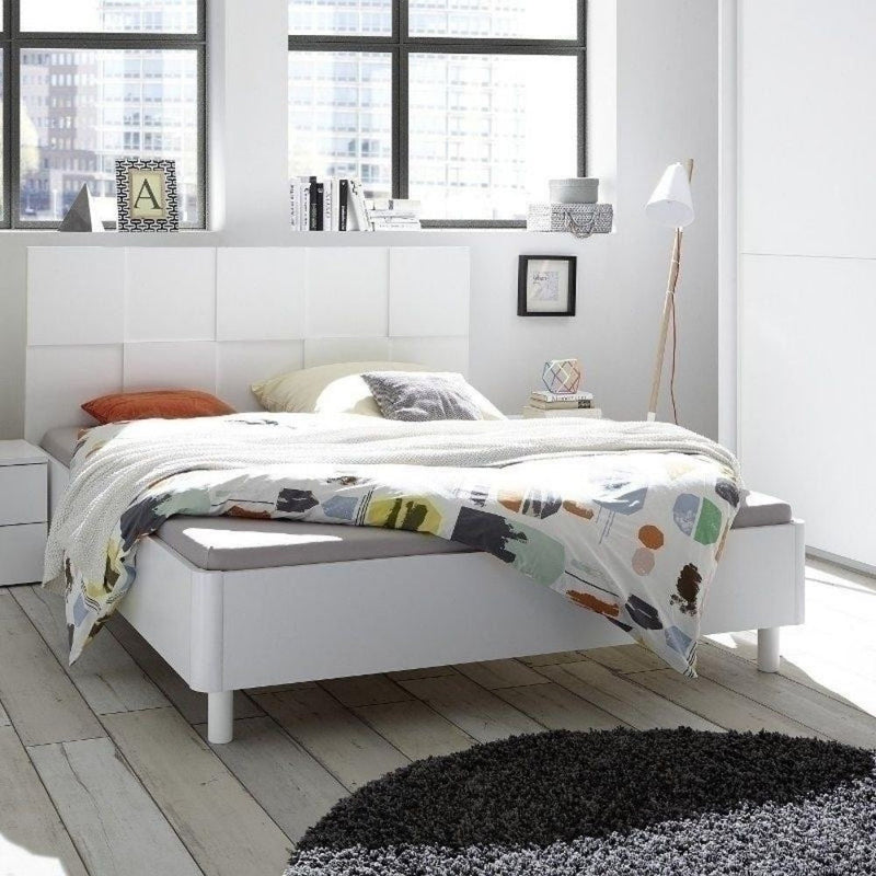 Letto Matrimoniale 183x211x116 cm in legno Ottica bianco laccato opaco