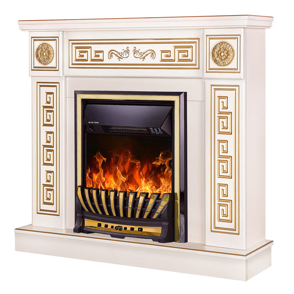 Camino Elettrico da Pavimento 102x110x30 cm Effetto Fiamma 2000W Versailles gold & Meridian Avorio sconto