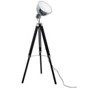 Lampada da Terra Tripode in Legno con Paralume in Acciaio 65x65x100-140 cm E27  Nera