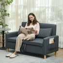 Divano 2 Posti 135x72x84 cm con Vano Contenitore  in Tessuto Effetto Lino Grigio Carbone  