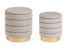 Set 2 Pouf Contenitore Darina Beige in Legno