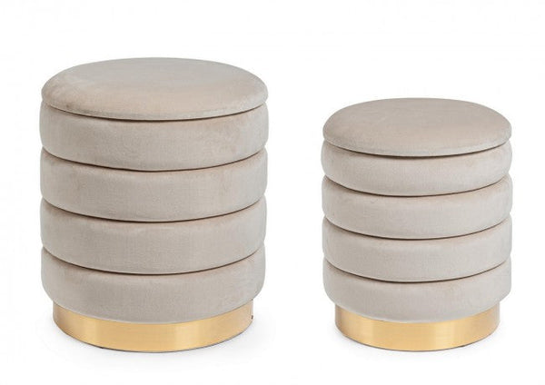 Set 2 Pouf Contenitore Darina Beige in Legno sconto