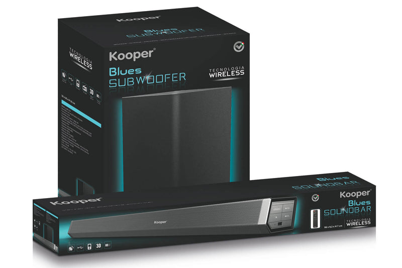 Soundbar 2.1 con Subwoofer Wireless 80W Kooper Blues Speaker Nero