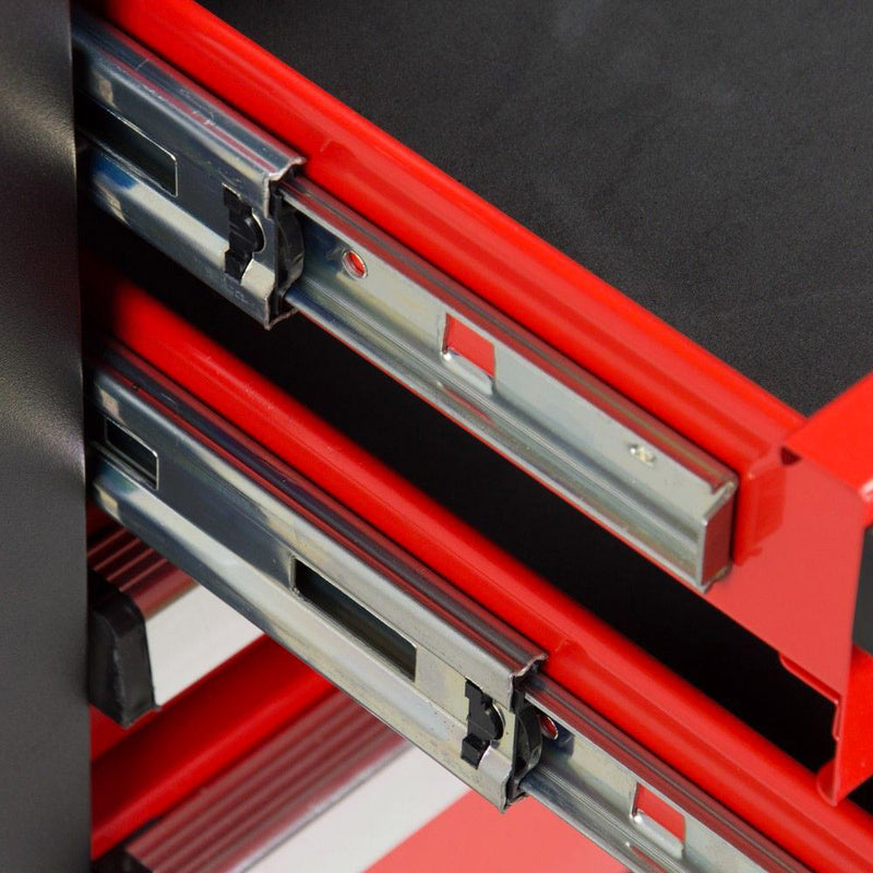 Carrello Porta Attrezzi da Officina  92,5x52x106 cm in Acciaio Nero e Rosso