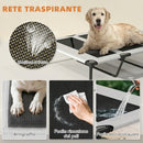 Lettino per Cani 106x76x94 cm con Copertura a 3 Lati Rimovibile in Poliestere e Acciaio Grigio Chiaro e Nero      