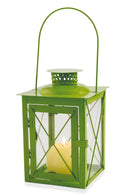 Lanterna da Giardino in Metallo e Vetro 15x15x21 cm Soriani Verde